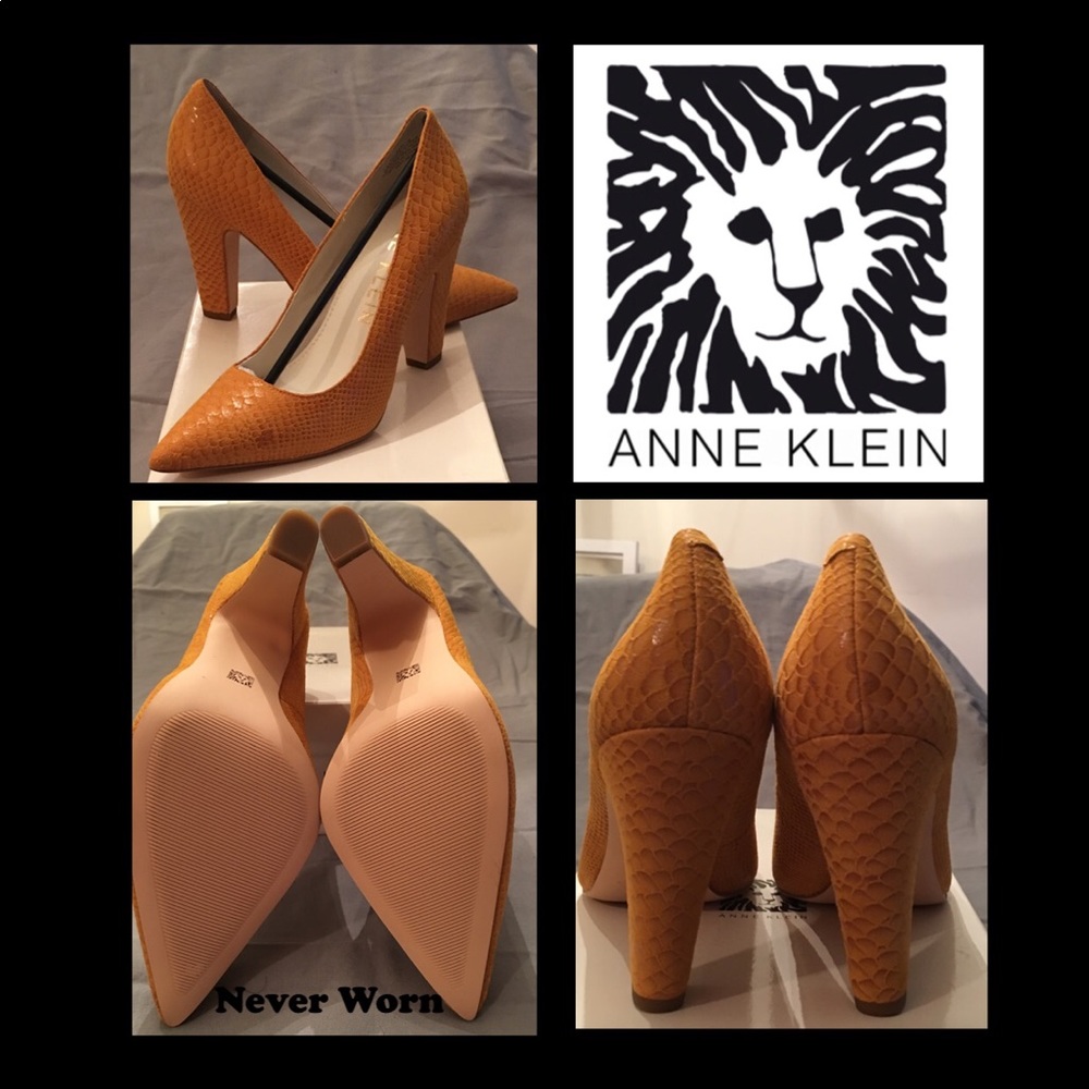 ANNE KLEIN HOLLYN LEATHER PUMP, DARK YELLOW